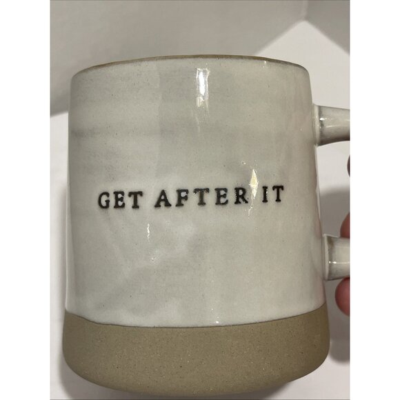 Hearth & Hand Magnolia Stoneware "Get After It" Coffee Cup Mug Bottom Raw Finish - Picture 16 of 16
